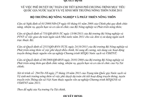 Quyết định 1701/QĐ-BNN-TC Dự toán kinh phí chương trình nước sạch