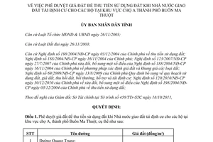 Quyết định 37/2011/QĐ-UBND phê duyệt giá đất để thu tiền sử dụng đất