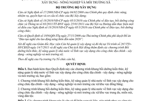 Quyết định 952/QĐ-BXD năm 2011 Chương trình khung bồi dưỡng kiến thức kỹ năng