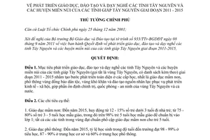 Quyết định 1951/QĐ-TTg  phát triển giáo dục, đào tạo và dạy nghề