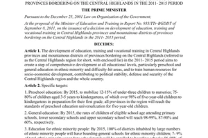 Decision No. 1951/QD-TTg on development of education, training and vocational