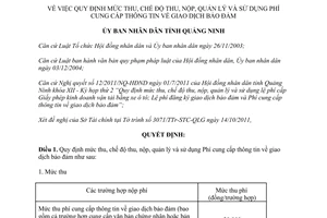 Quyết định 3444/2011/QĐ-UBND mức thu, chế độ thu, nộp, quản lý và sử dụng