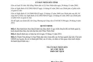 Quyết định 40/2011/QĐ-UBND quy trình chuyển đổi mô hình quản lý, kinh doanh