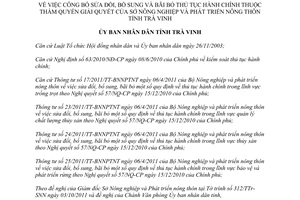Quyết định 1811/QĐ-UBND 2011 thủ tục hành chính sửa đổi bổ sung bãi bỏ Sở Nông nghiệp Trà Vinh