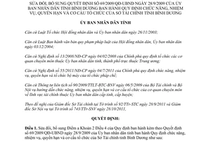 Quyết định 45/2011/QĐ-UBND sửa đổi 69/2009/QĐ-UBND nhiệm vụ quyền hạn cơ cấu tổ chức Sở Tài chính Bình Dương