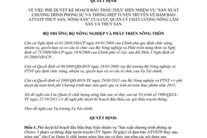 Quyết định 1724/QĐ-BNN-TC phê duyệt kế hoạch đấu thầu thực hiện nhiệm