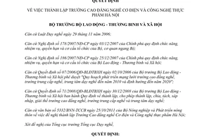 Quyết định 1393/QĐ-LĐTBXH Trường Cao đẳng nghề Cơ điện và Công nghệ thực phẩm
