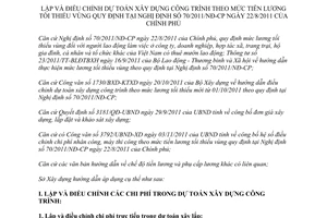 Hướng dẫn 730/SXD-KTXD lập điều chỉnh dự toán xây dựng công trình