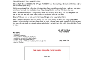 Thông tư 77/2011/TT-BNNPTNT Danh mục bổ sung thuốc thú y, vắc xin, chế phẩm sinh