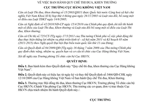 Quyết định 5364/QĐ-CHK Quy chế thi đua, khen thưởng