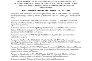 Decision No. 2406/QD-TCHQ promulgating process and operation of management