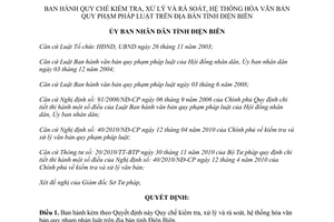 Quyết định 33/2011/QĐ-UBND kiểm tra hệ thống hóa văn bản pháp luật Điện Biên