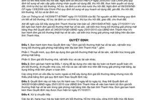 Quyết định 3638/2011/QĐ-UBND đơn giá bồi thường thiệt hại tài sản, vật kiến trúc