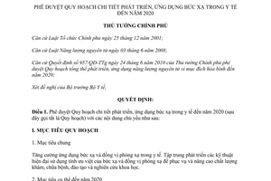Quyết định 1958/QĐ-TTg phê duyệt Quy hoạch chi tiết phát triển, ứng dụng