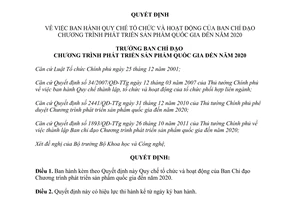 Quyết định 97/QĐ-BCĐSPQG Quy chế tổ chức và hoạt động Ban Chỉ đạo