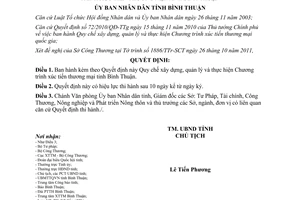 Quyết định 33/2011/QĐ-UBND Chương trình xúc tiến thương mại tỉnh Bình Thuận