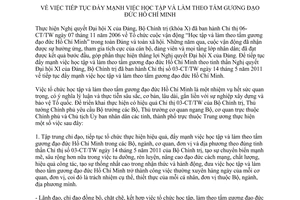 Chỉ thị 1973/CT-TTg tiếp tục đẩy mạnh việc học tập và làm theo tấm gương