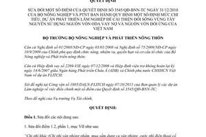 Quyết định 2728/QĐ-BNN-TC  sửa đổi Quyết định 3545/QĐ-BNN-TC