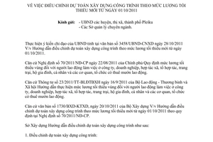 Hướng dẫn 526/SXD-QLHĐXD điều chỉnh dự toán xây dựng công trình theo mức lương