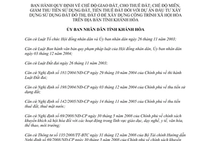 Quyết định 33/2011/QĐ-UBND chế độ giao, cho thuê đất; miễn, giảm thu tiền