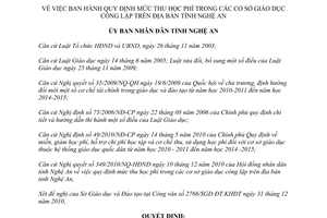 Quyết định 65/QĐ.UBND.VX 2011 mức thu học phí trong các cơ sở giáo dục công lập Nghệ An
