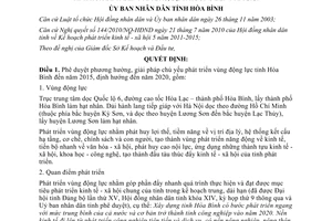 Quyết định 2193/QĐ-UBND 2011 phương hướng giải pháp vùng động lực Hòa Bình