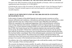 Resolution No. 10/2011/QH13 on the 2011-2015 socio- economic development plan