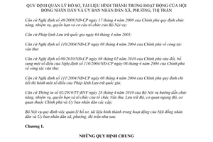 Thông tư 14/2011/TT-BNV quản lý hồ sơ, tài liệu hình thành trong hoạt động
