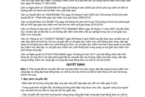 Quyết định 36/2011/QĐ-UBND chuyển đổi các trường mầm non bán công dân lập Bình Định