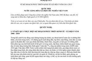 Nghị quyết 10/2011/QH13Kế hoạch phát triển kinh tế - xã hội 5 năm 2011-2015