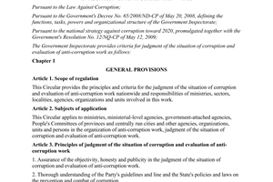 Circular No. 11/2011/TT-TTCP   providing criteria for judgment of the situation