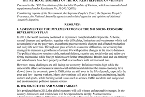 Resolution No. 11/2011/QH13  on the 2012 socio- economic development plan