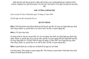 Quyết định 1992/QĐ-TTg phê duyệt Kế hoạch sửa đổi Nghị định