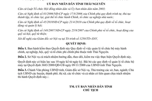 Quyết định 51/2011/QĐ-UBND quản lý bộ máy hành chính sự nghiệp Thái Nguyên