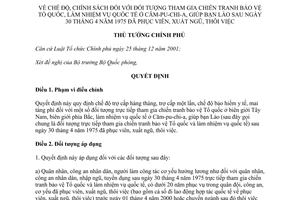 Quyết định 62/2011/QĐ-TTg chế độ, chính sách đối tượng tham gia