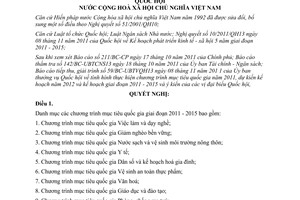 Nghị quyết 13/2011/QH13  chương trình mục tiêu quốc gia giai đoạn 2011 - 2015