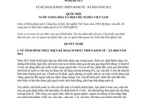 Nghị quyết 11/2011/QH13 Kế hoạch phát triển kinh tế - xã hội năm 2012