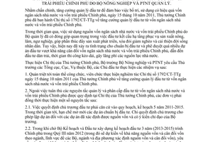 Chỉ thị 3290/CT-BNN-KH  tăng cường quản lý đầu tư từ vốn ngân sách