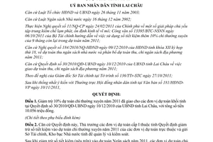 Quyết định 33/2011/QĐ-UBND giảm trừ 10% dự toán chi thường xuyên 2011 Lai Châu