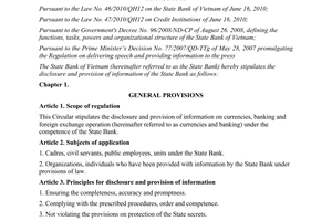 Circular No. 35/2011/TT-NHNN providing for the disclosure and provision of infor