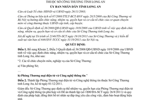 Quyết định 44/2011/QĐ-UBND chức năng nhiệm vụ quyền hạn Sở Công Thương Long An