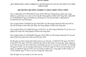 Quyết định 2769/QĐ-BNN-TCCB năm 2011 chức năng cơ cấu tổ chức Viện Chăn nuôi