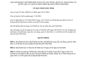 Quyết định 43/2011/QĐ-UBND cung cấp xây dựng quản lý khai thác cơ sở dữ liệu lý lịch tư pháp Vĩnh Phúc