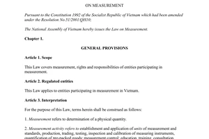 Law No. 04/2011/QH13 on measurement