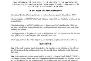 Quyết định 3020/QĐ-UBND 2011 cơ chế một cửa giải quyết thủ tục hành chính lĩnh vực đất đai Khánh Hòa