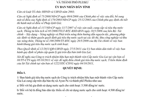 Quyết định 33/2011/QĐ-UBND giá tiêu thụ nước sạch công ty cấp nước Gia Lai