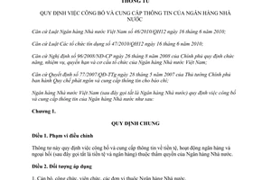 Thông tư 35/2011/TT-NHNN công bố và cung cấp thông tin Ngân hàng