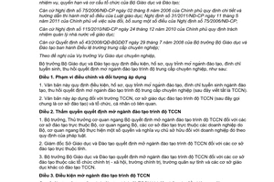 Thông tư 52/2011/TT-BGDĐT điều kiện, hồ sơ, quy trình mở ngành đào tạo