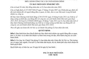 Quyết định 1886/2011/QĐ-UBND người đứng đầu điều hành cải cách hành chính