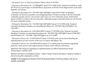 Circular No. 157/2011/TT-BTC in reference to stipulating on tax rate of export
